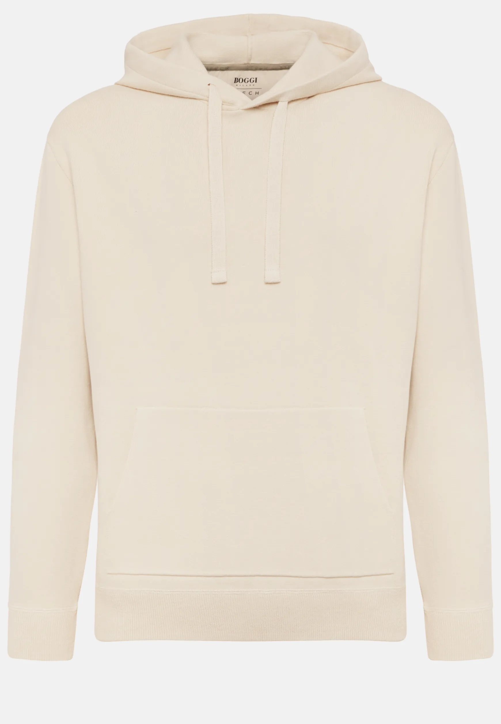 Cream Hoodie in Technical Cotton Jersey Fleece|Boggi Milano Flash Sale