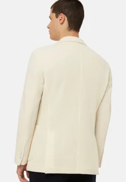 Cream Textured Wool Jersey Jacket|Boggi Milano Best Sale