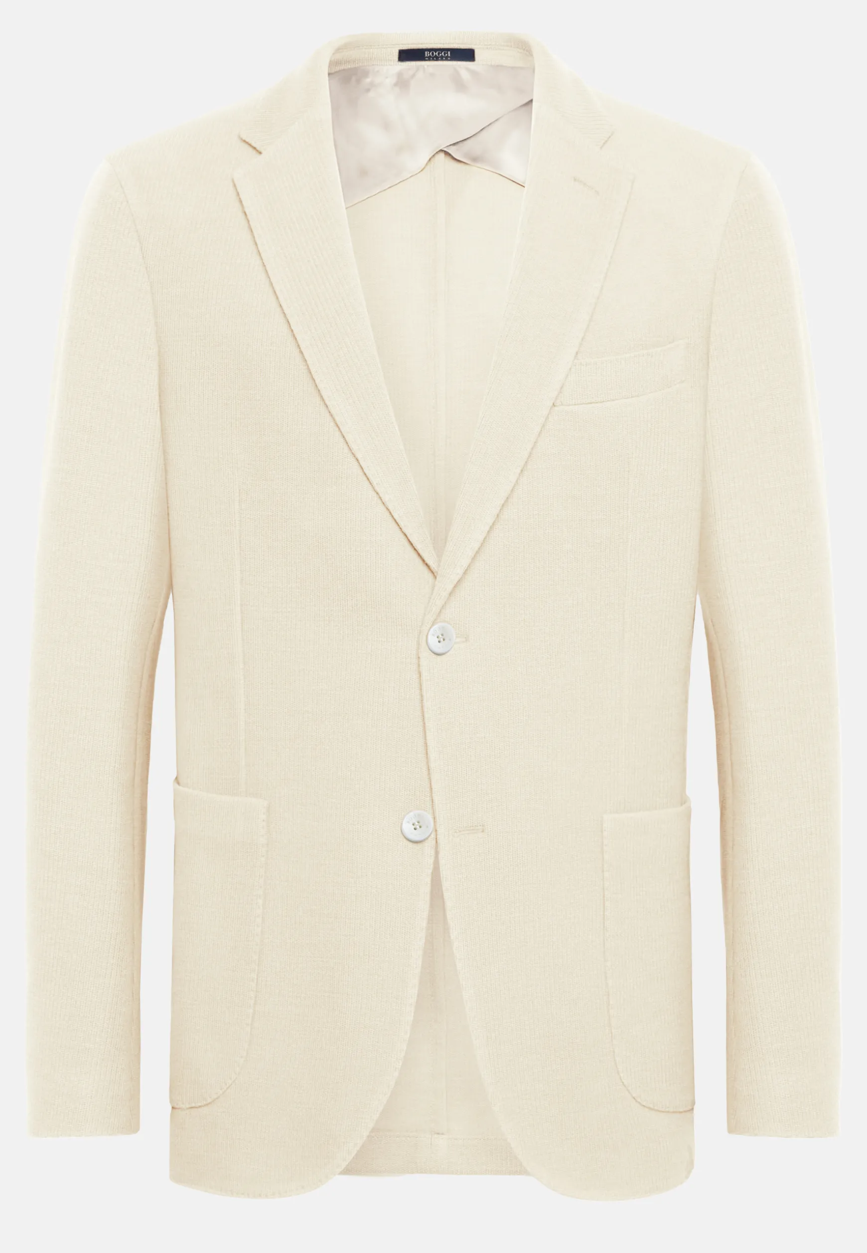Cream Textured Wool Jersey Jacket|Boggi Milano Best Sale