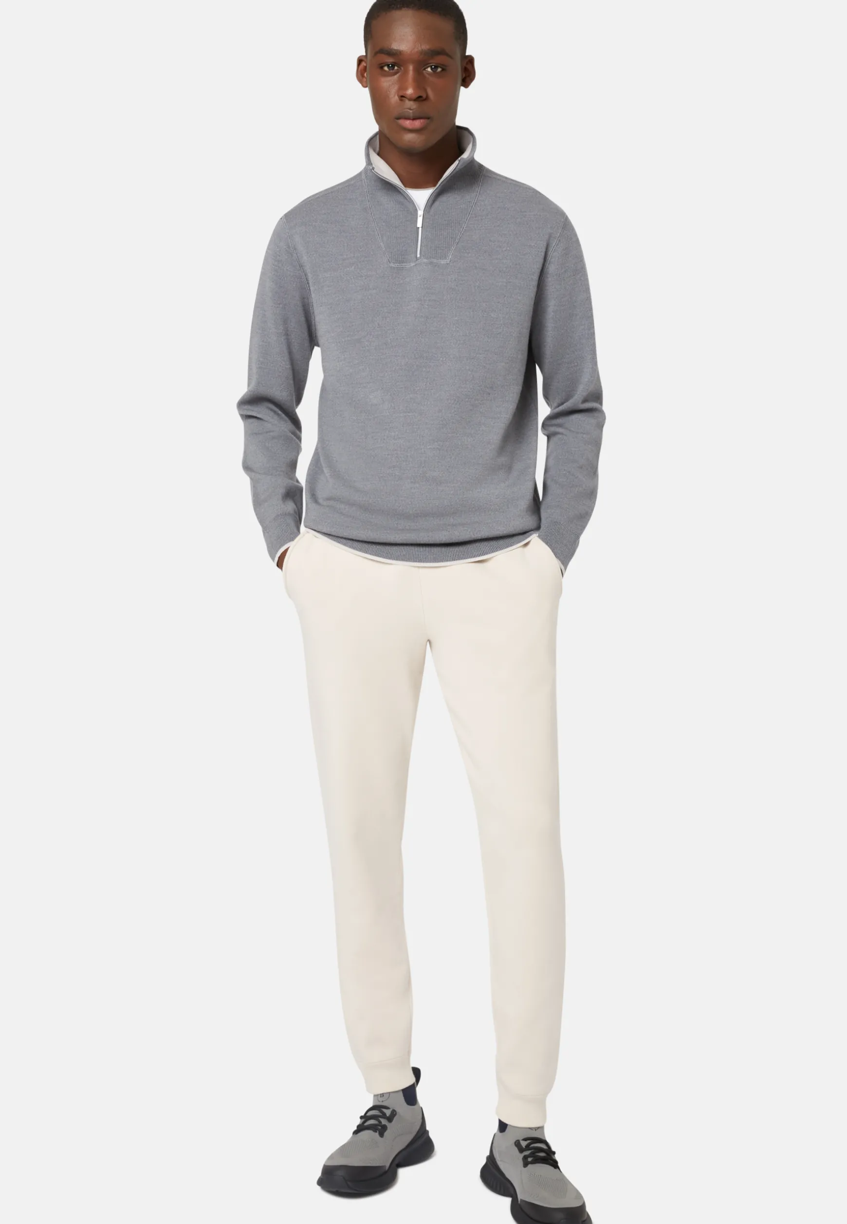 Double Half Zip Jumper In Wool Nylon Cotton|Boggi Milano Cheap