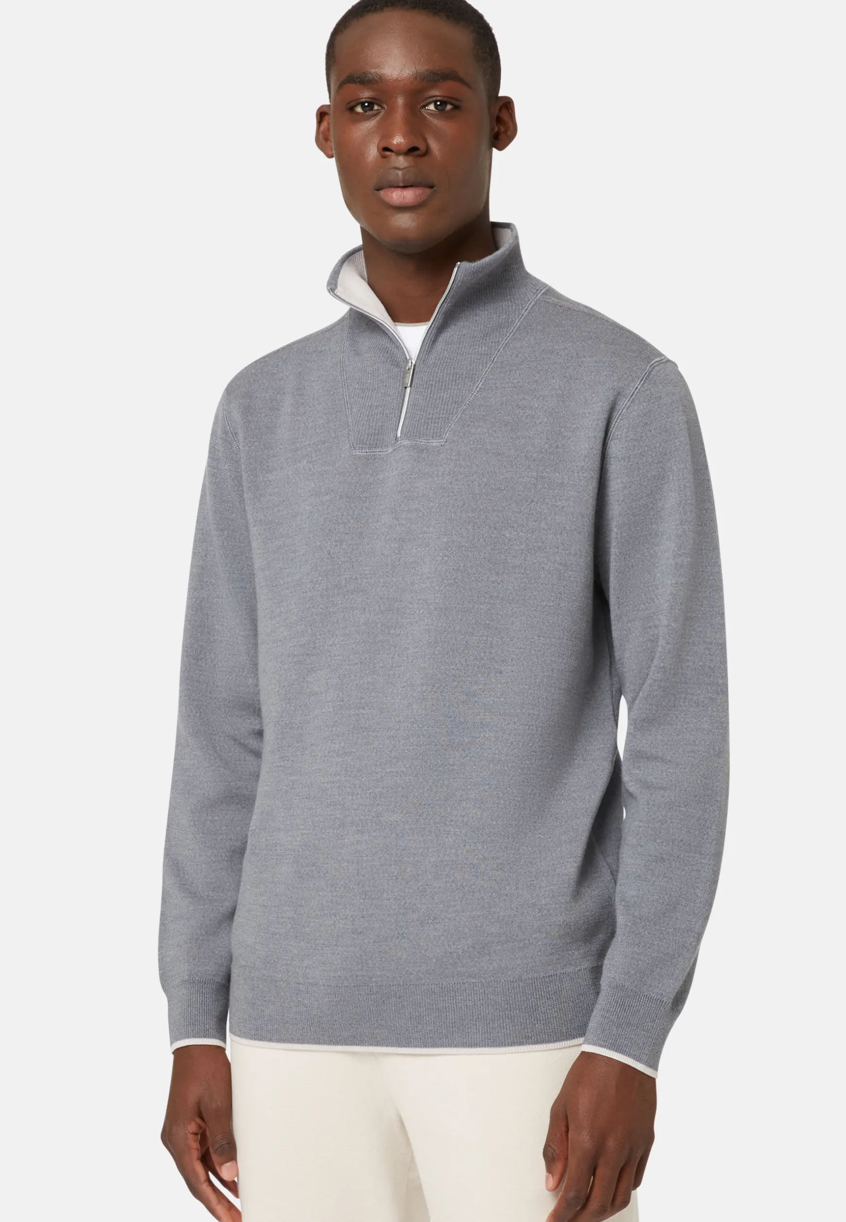 Double Half Zip Jumper In Wool Nylon Cotton|Boggi Milano Cheap