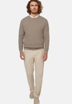 Dove Grey Crew Neck Cotton Jumper|Boggi Milano Shop