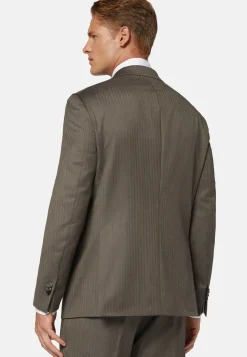 Dove Grey Double Breasted Herringbone Suit In Wool|Boggi Milano Outlet