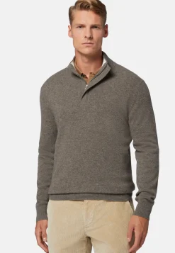 Dove Grey Half-Zip Jumper in Cashmere|Boggi Milano Outlet