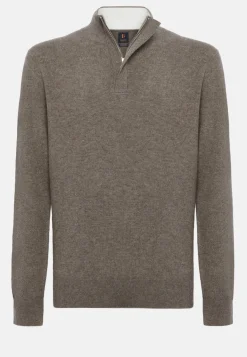 Dove Grey Half-Zip Jumper in Cashmere|Boggi Milano Outlet
