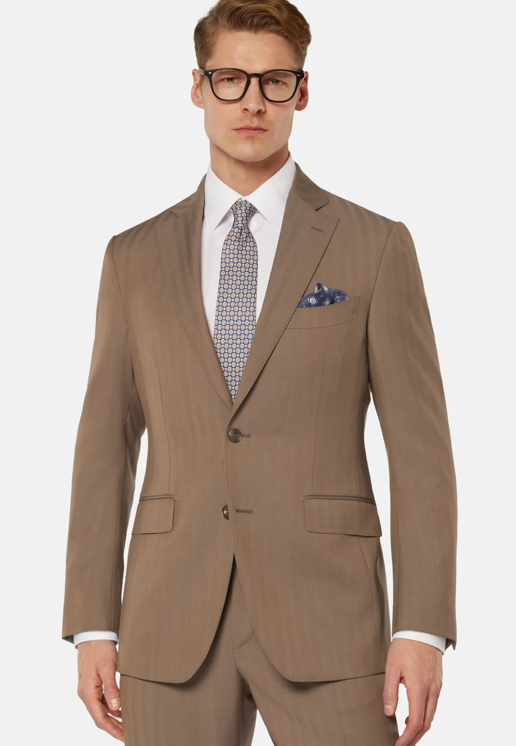 Dove Grey Herringbone Suit In Super 130 Pure Wool|Boggi Milano Cheap
