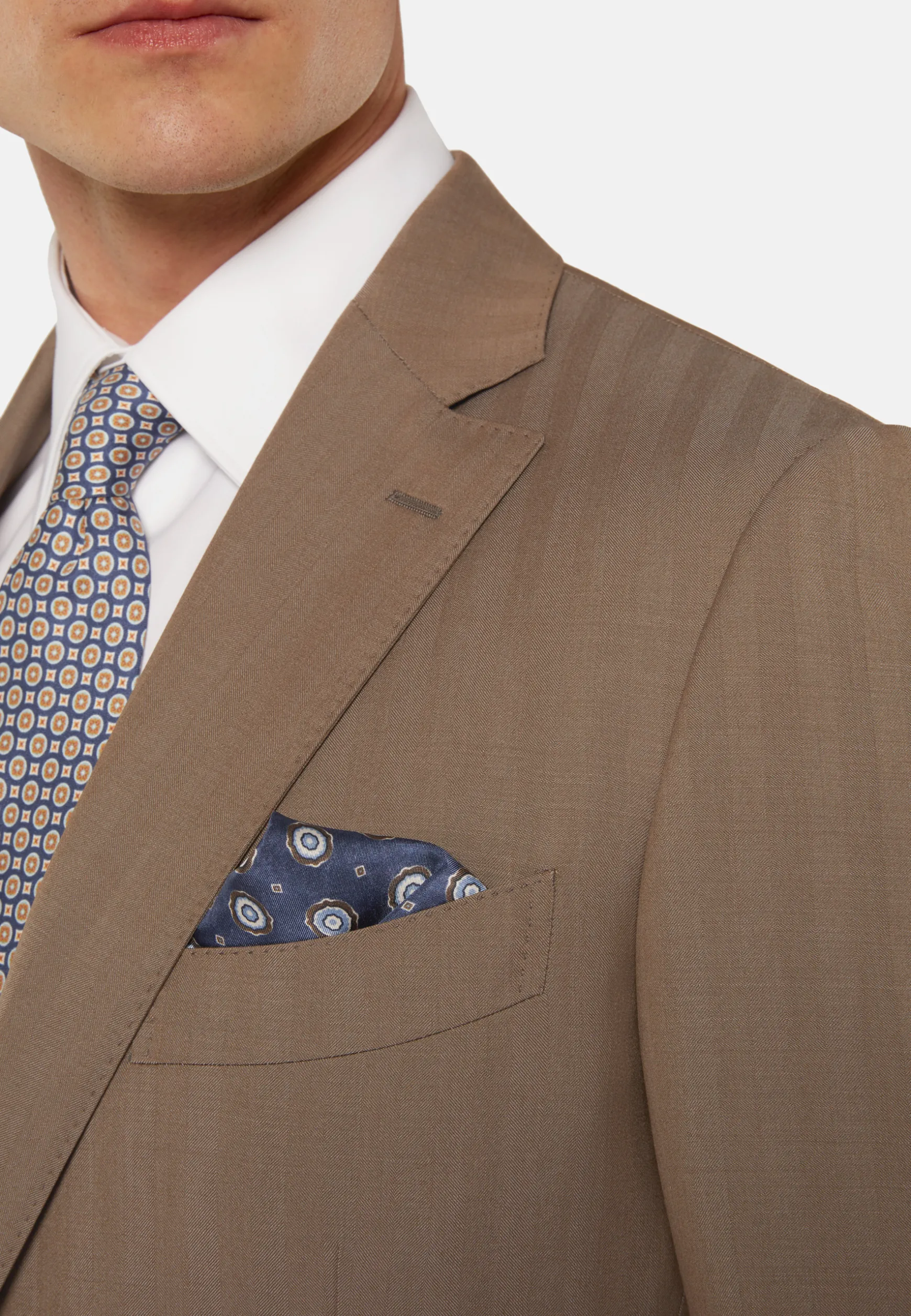 Dove Grey Herringbone Suit In Super 130 Pure Wool|Boggi Milano Cheap