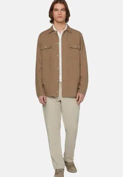 Dove Grey Linen Camp Overshirt|Boggi Milano Fashion