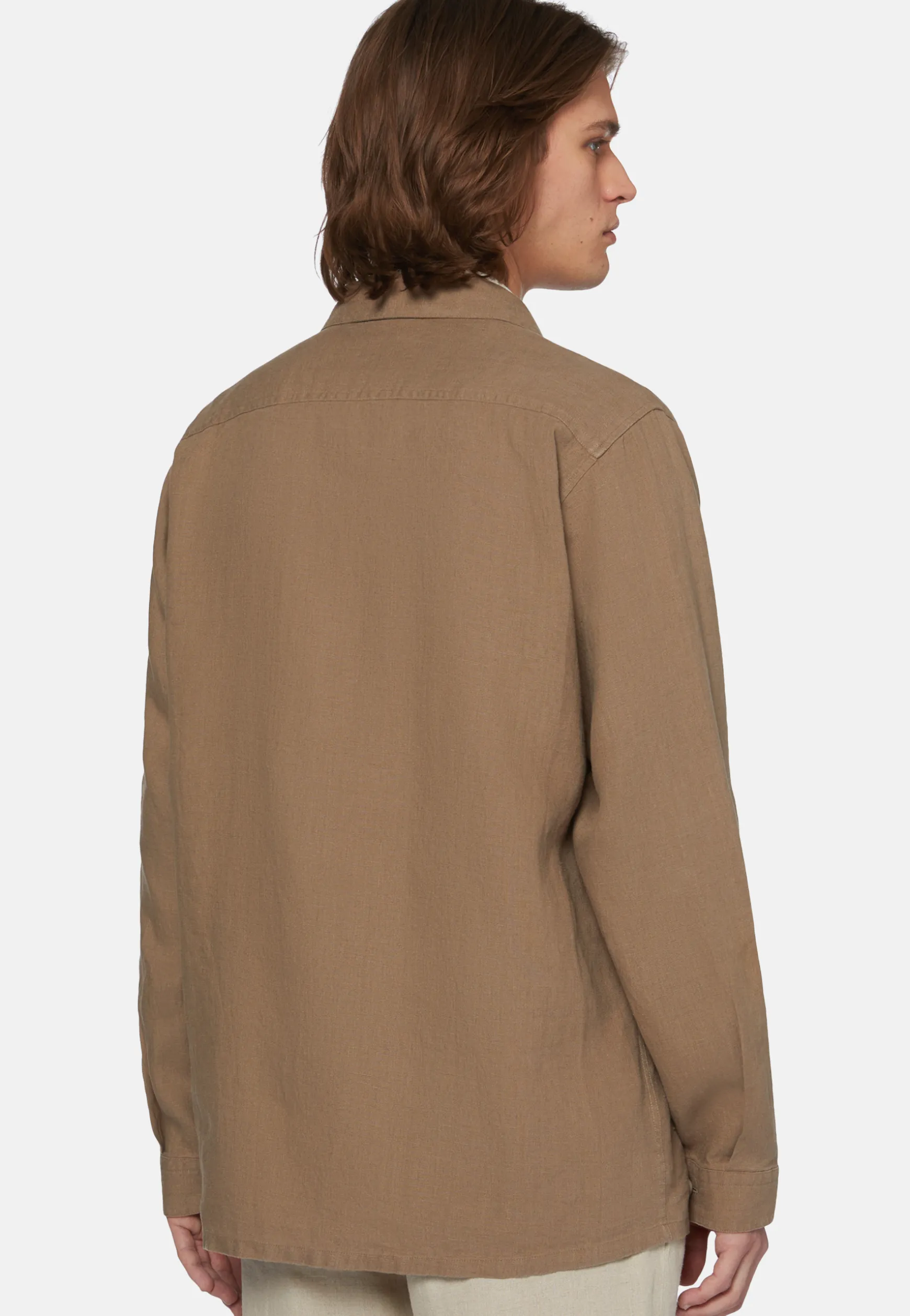 Dove Grey Linen Camp Overshirt|Boggi Milano Fashion