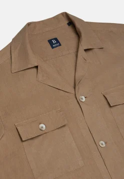 Dove Grey Linen Camp Overshirt|Boggi Milano Fashion