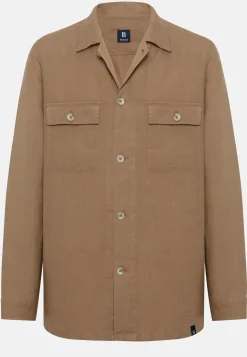 Dove Grey Linen Camp Overshirt|Boggi Milano Fashion
