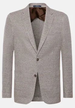 Dove Grey Melange Linen Cotton B Jersey Jacket|Boggi Milano Discount