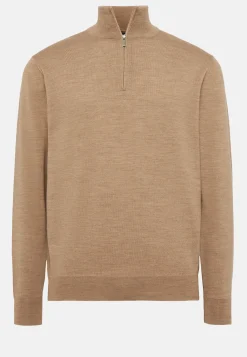 Dove Grey Merino Wool Half-Zip Jumper|Boggi Milano Store
