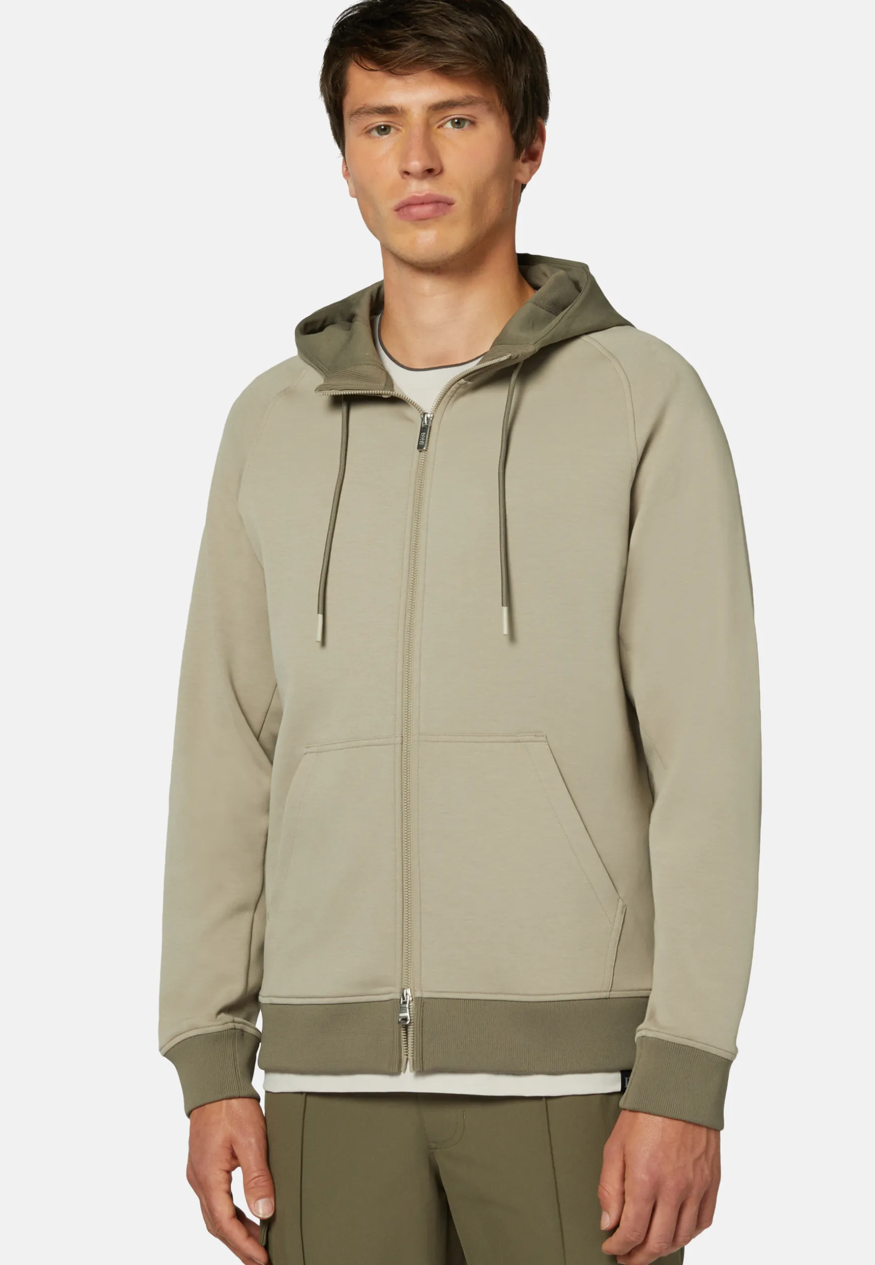 Full Zip Hoodie In Light Recycled Scuba|Boggi Milano Clearance
