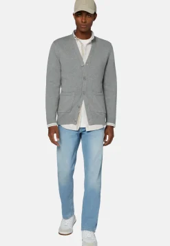 Gray Knitted Cardigan in Organic Cotton|Boggi Milano Best Sale