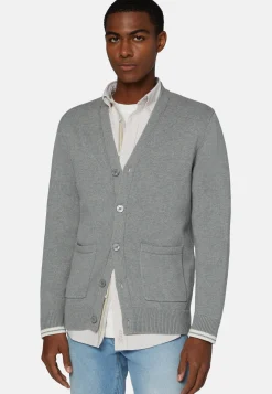 Gray Knitted Cardigan in Organic Cotton|Boggi Milano Best Sale
