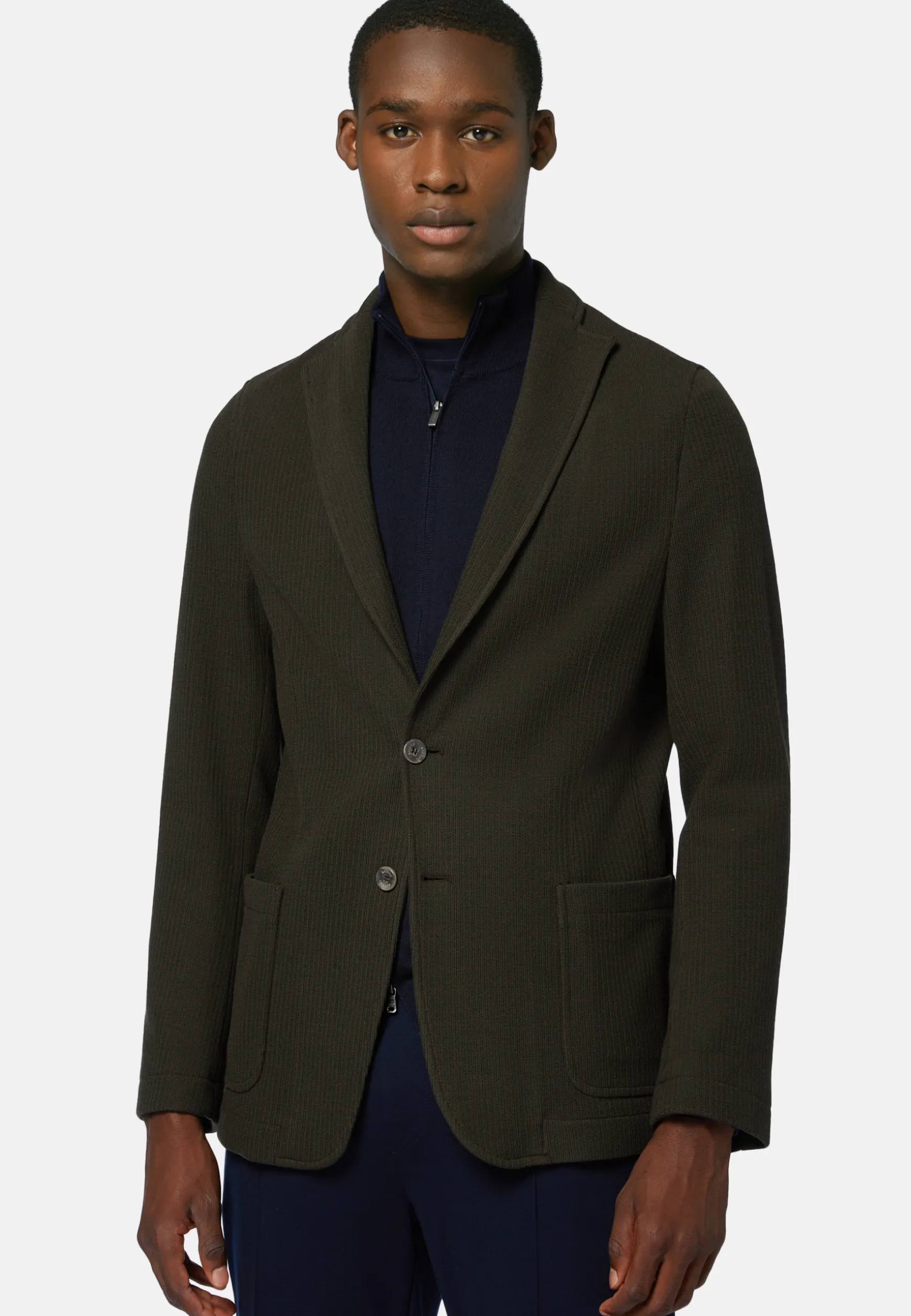 Green Bridge Jacket in B Jersey Wool and Cotton|Boggi Milano Flash Sale