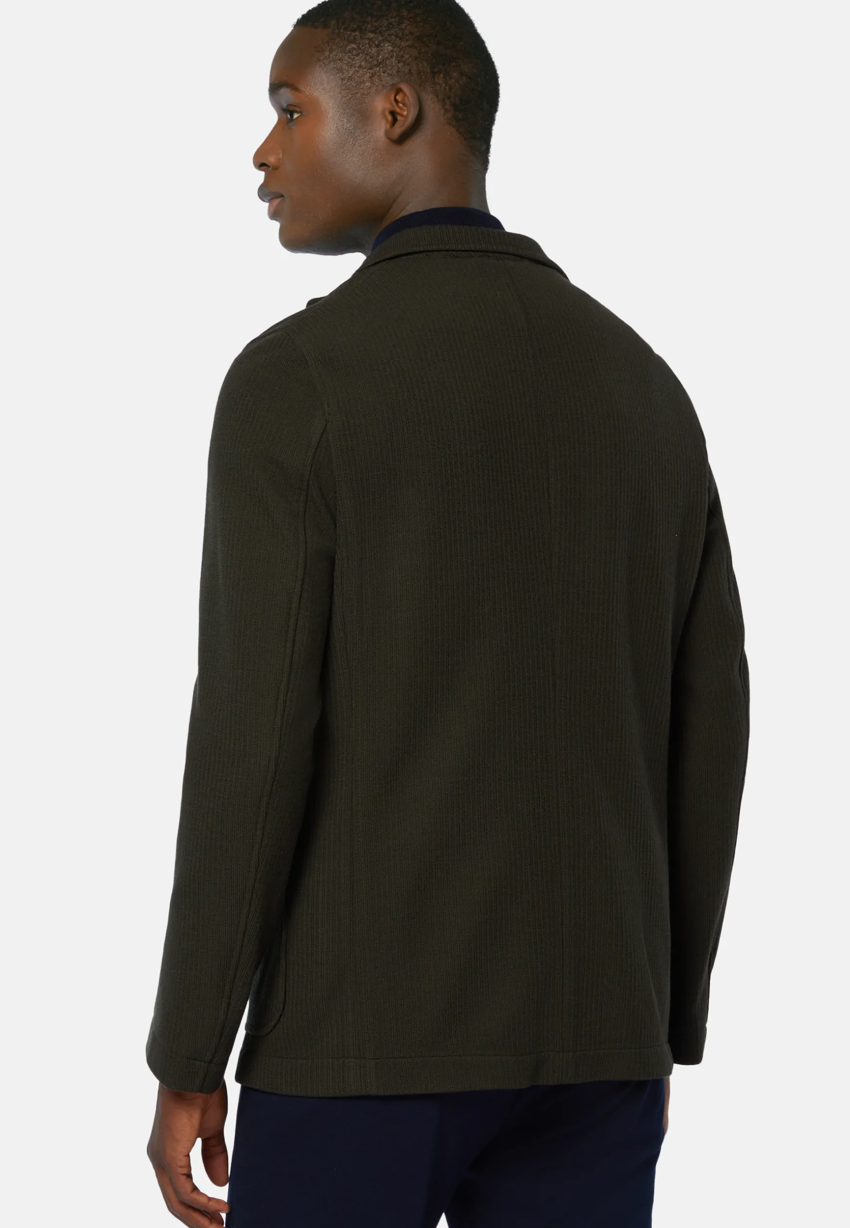 Green Bridge Jacket in B Jersey Wool and Cotton|Boggi Milano Flash Sale