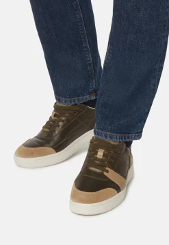 Green Leather Trainers with Logo|Boggi Milano Fashion