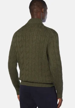 Green Merino Wool Half-Zip Jumper|Boggi Milano New