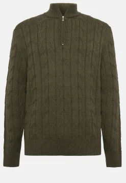 Green Merino Wool Half-Zip Jumper|Boggi Milano New