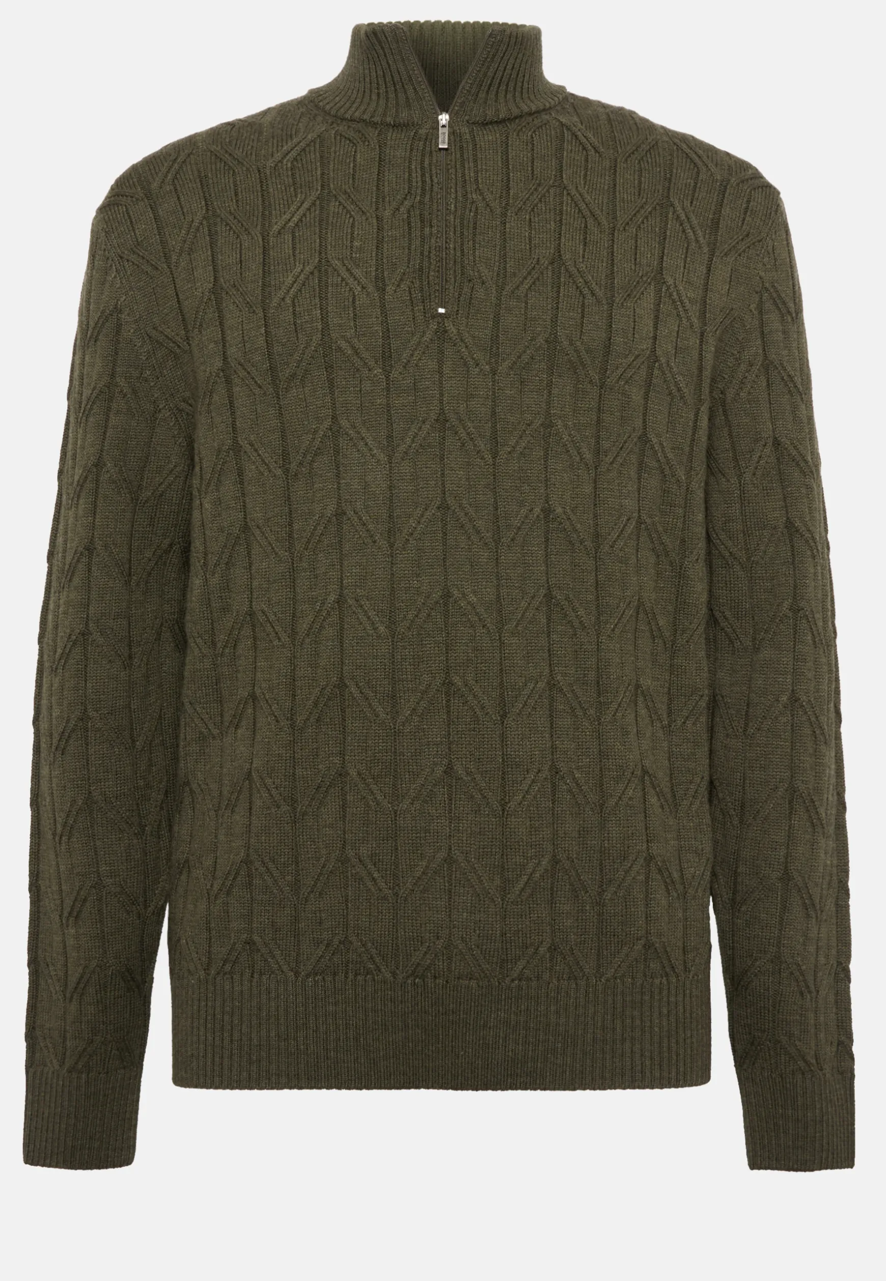 Green Merino Wool Half-Zip Jumper|Boggi Milano New
