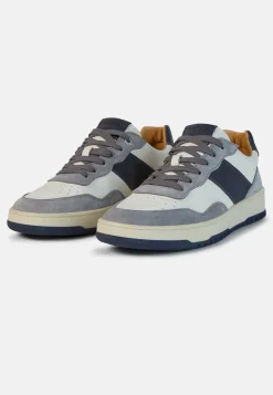 Grey and Navy Blue Leather Trainers|Boggi Milano Best