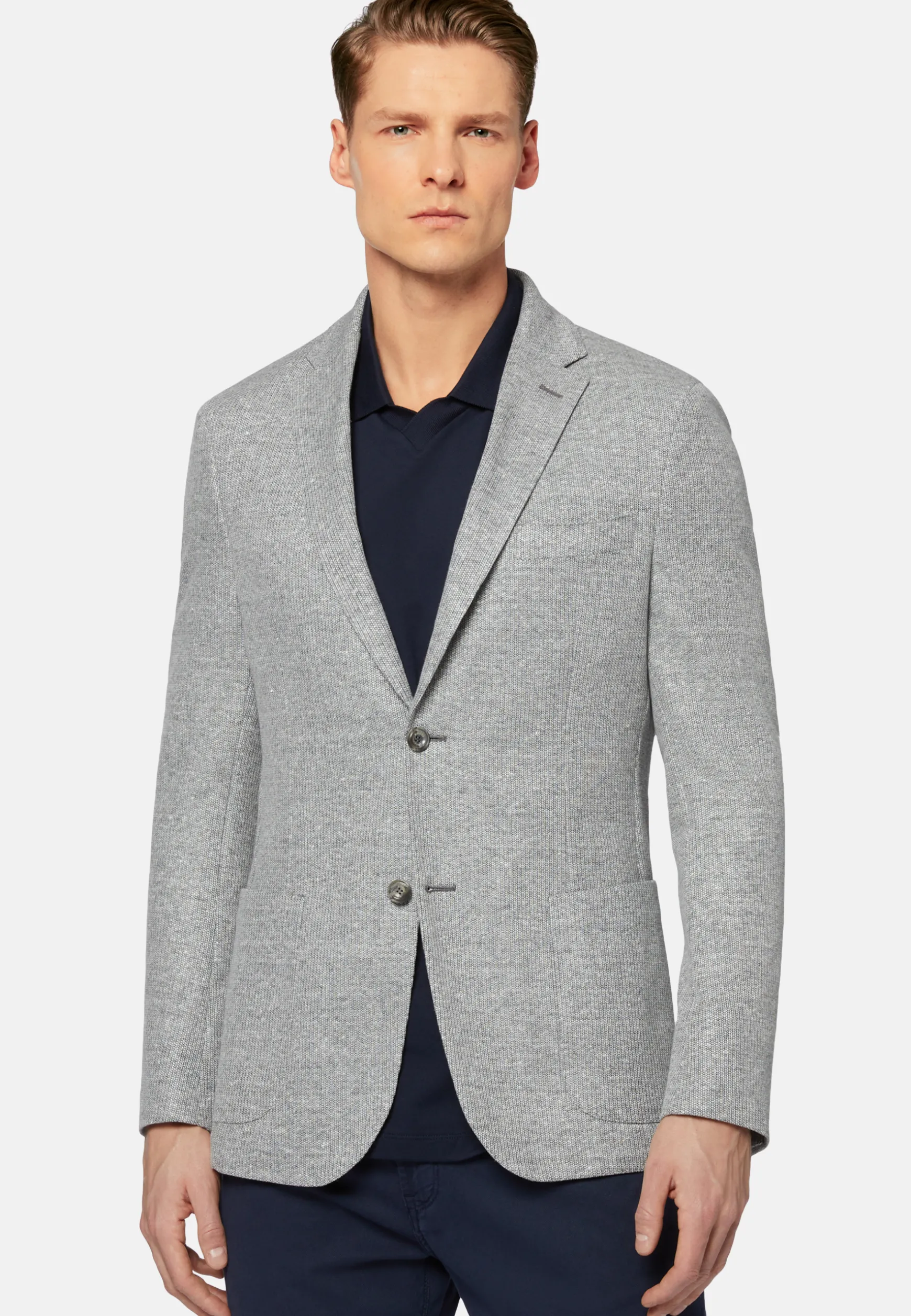 Melange Linen/Cotton B Jersey Jacket|Boggi Milano Flash Sale