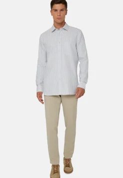 Grey Striped Cotton Tencel Shirt Regular Fit|Boggi Milano Flash Sale