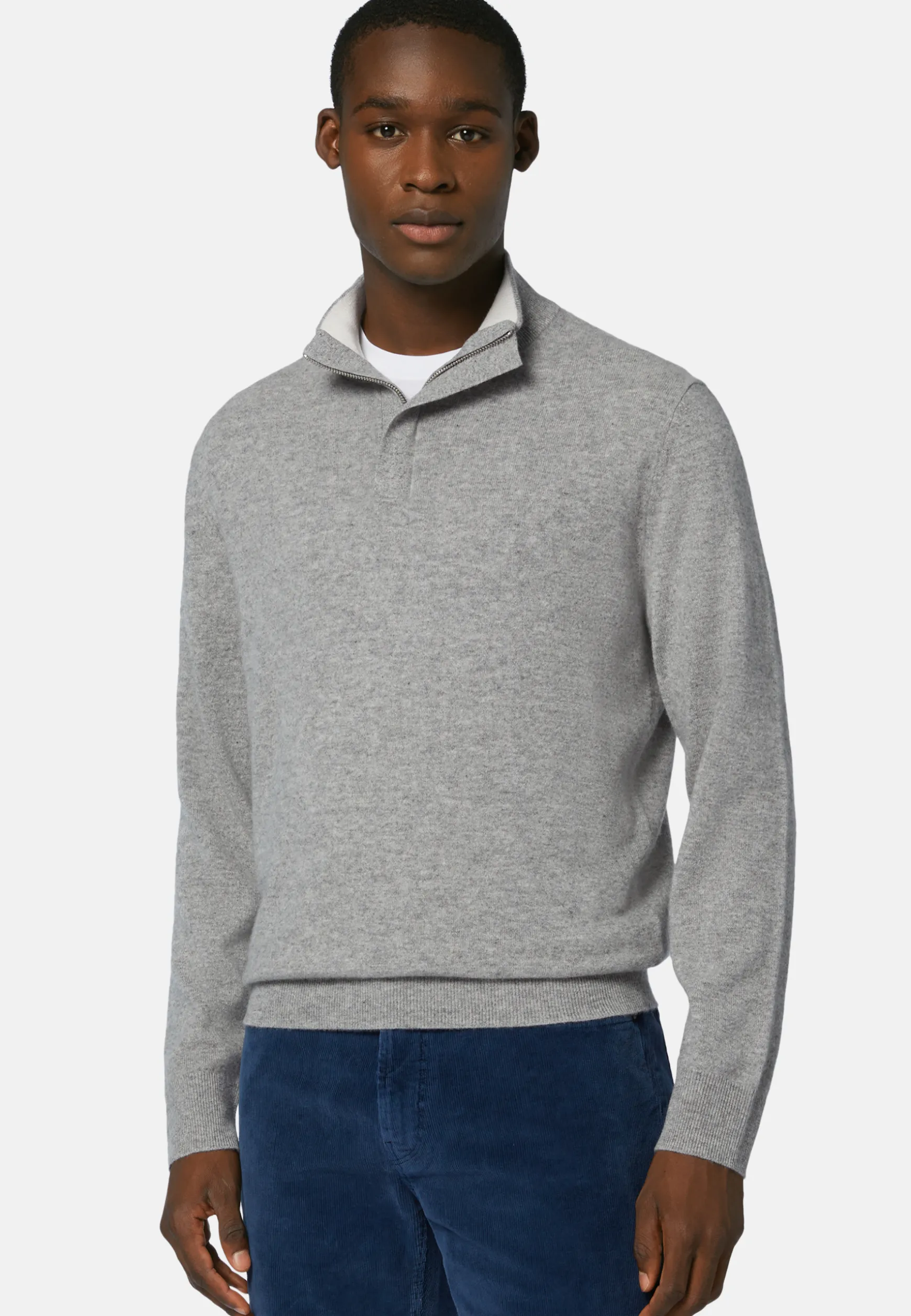 Wool/Cashmere Half Zip Jumper|Boggi Milano Hot