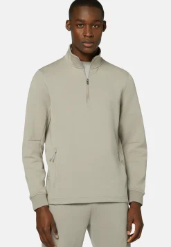 Half Zip Sweatshirt In Recycled Light Scuba|Boggi Milano Clearance