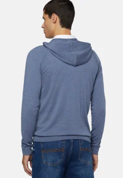Full Zip Hooded Jumper In Merino Wool|Boggi Milano Clearance