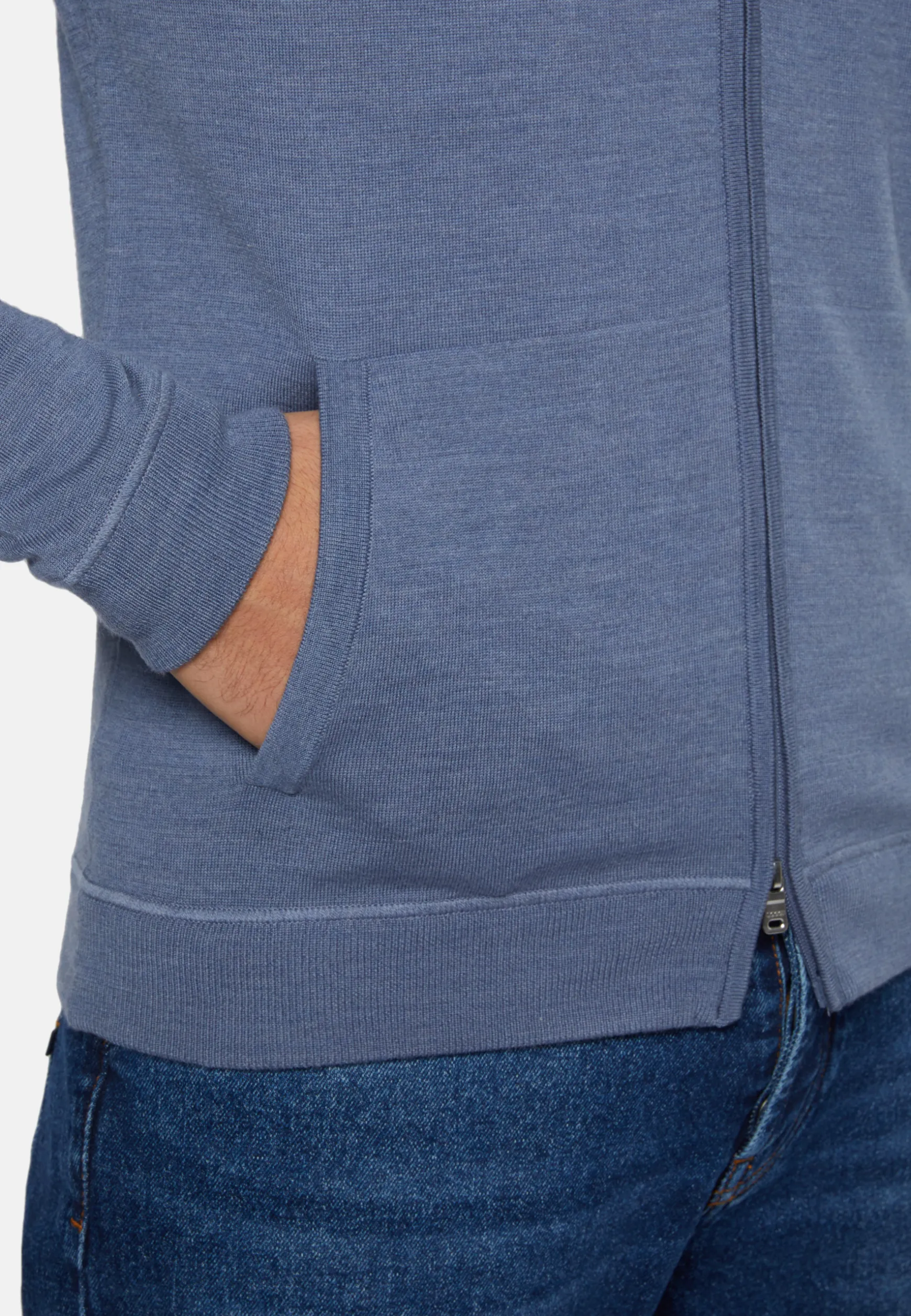 Full Zip Hooded Jumper In Merino Wool|Boggi Milano Clearance