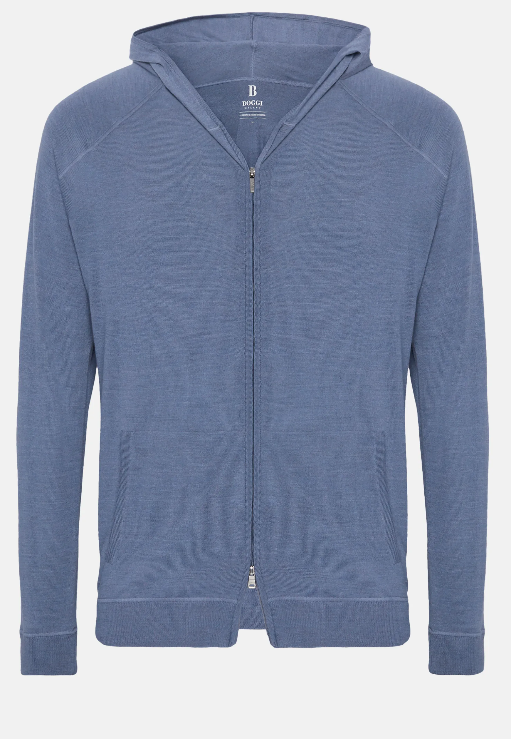 Full Zip Hooded Jumper In Merino Wool|Boggi Milano Clearance
