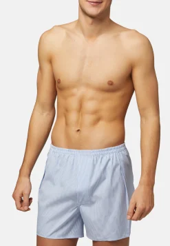 Light Blue Striped Cotton Boxer Shorts|Boggi Milano Cheap