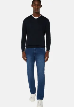 Medium Blue Stretch Denim Jeans|Boggi Milano Sale