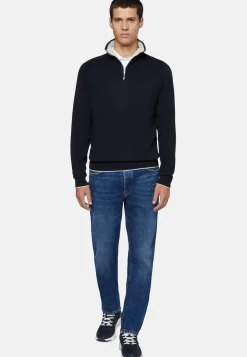 Half Zip Cotton Jumper|Boggi Milano Cheap