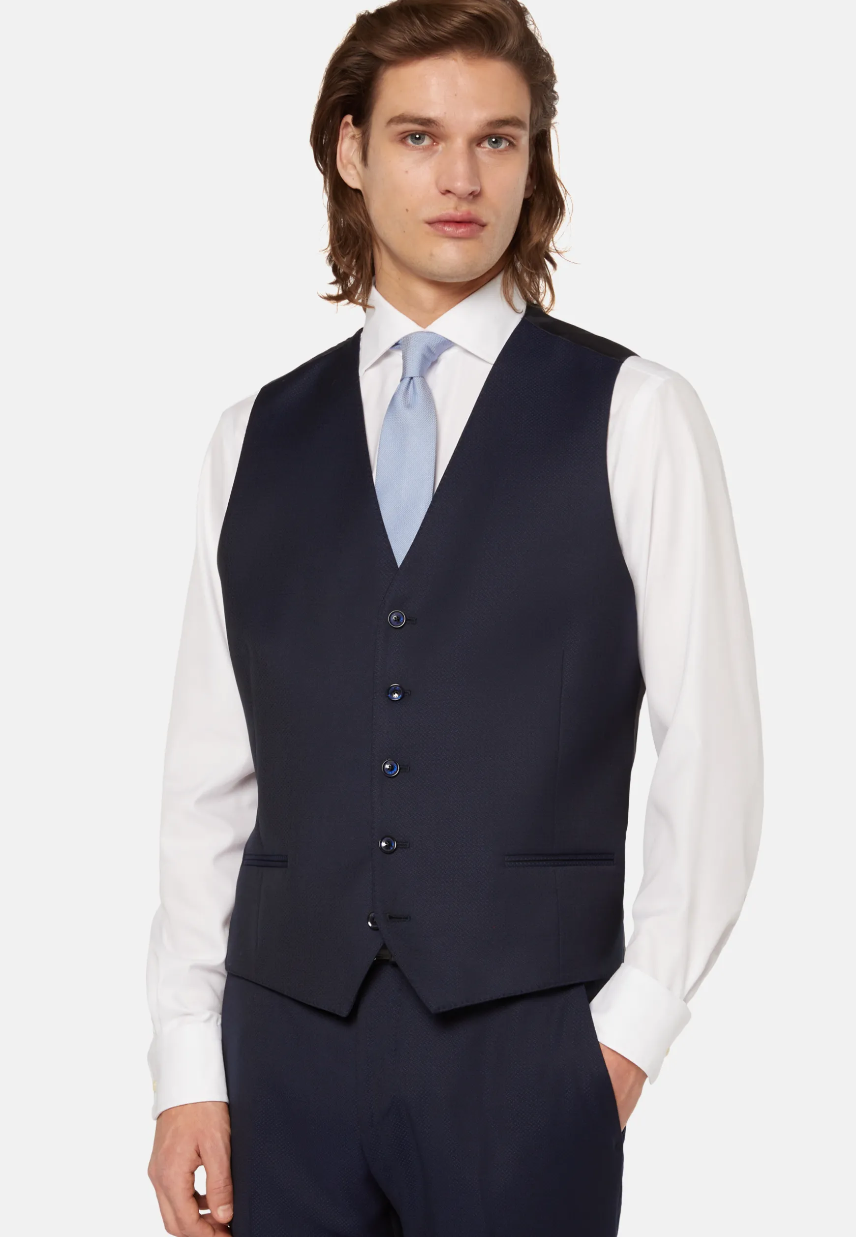 Micro Pattern Gilet In Pure Wool|Boggi Milano Cheap