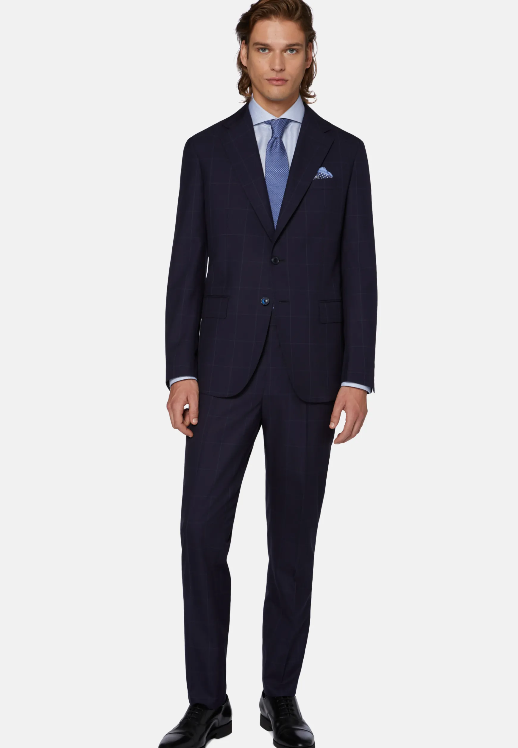 Windowpane Check Suit In Pure Wool|Boggi Milano Sale