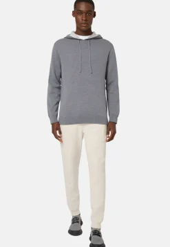 Navy Double Hooded Jumper In Wool Nylon Cotton|Boggi Milano Best