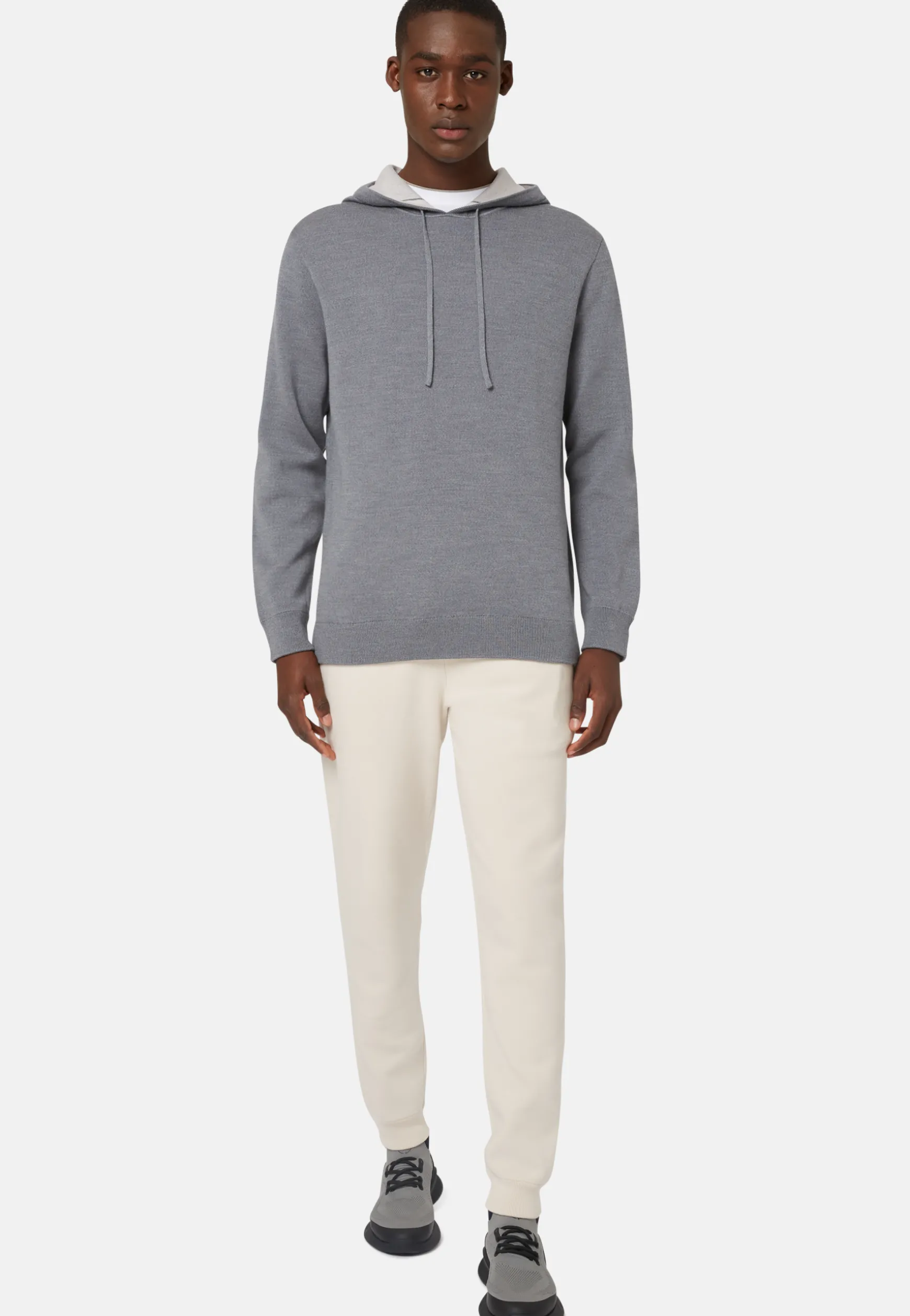 Navy Double Hooded Jumper In Wool Nylon Cotton|Boggi Milano Best