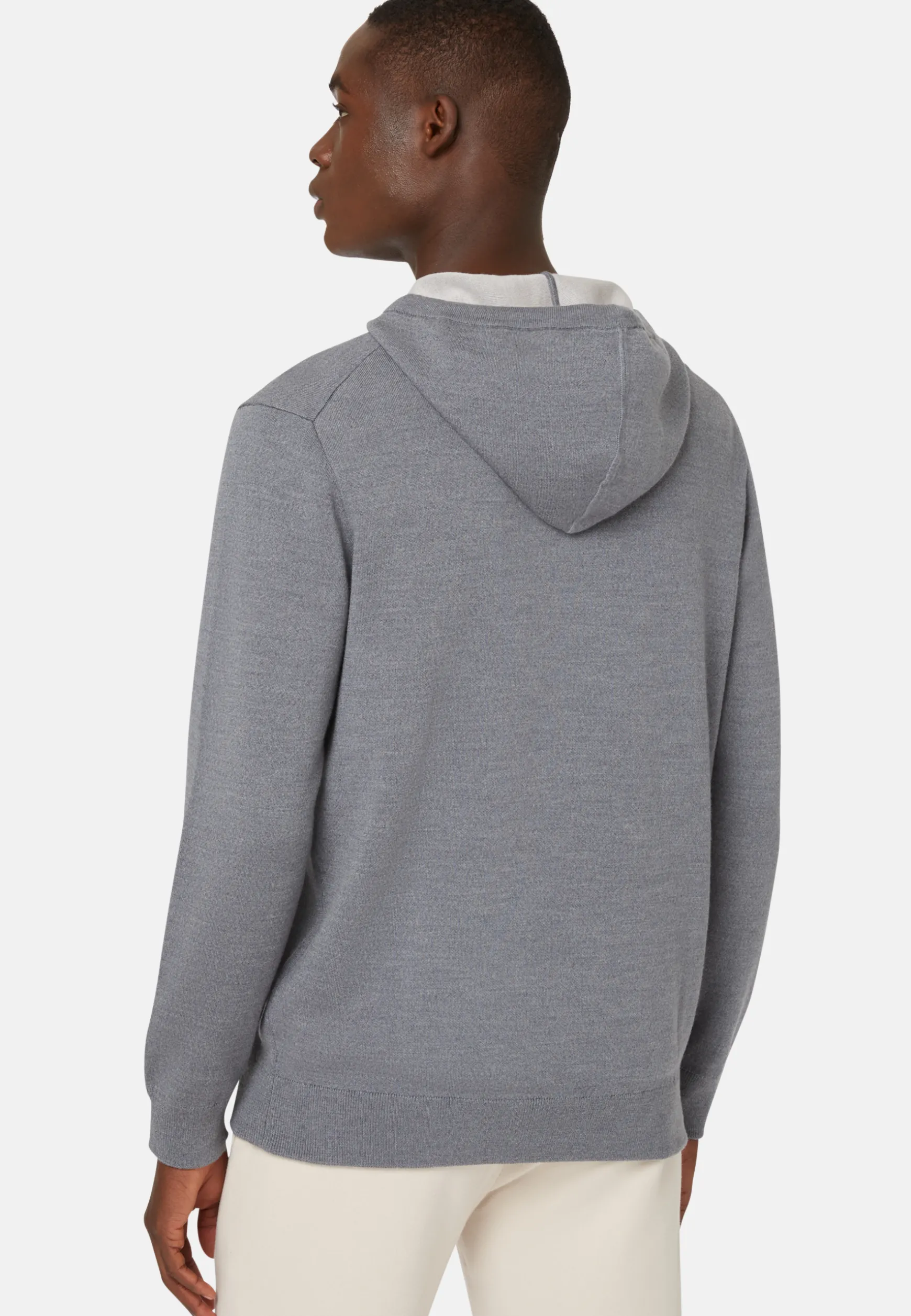 Navy Double Hooded Jumper In Wool Nylon Cotton|Boggi Milano Best