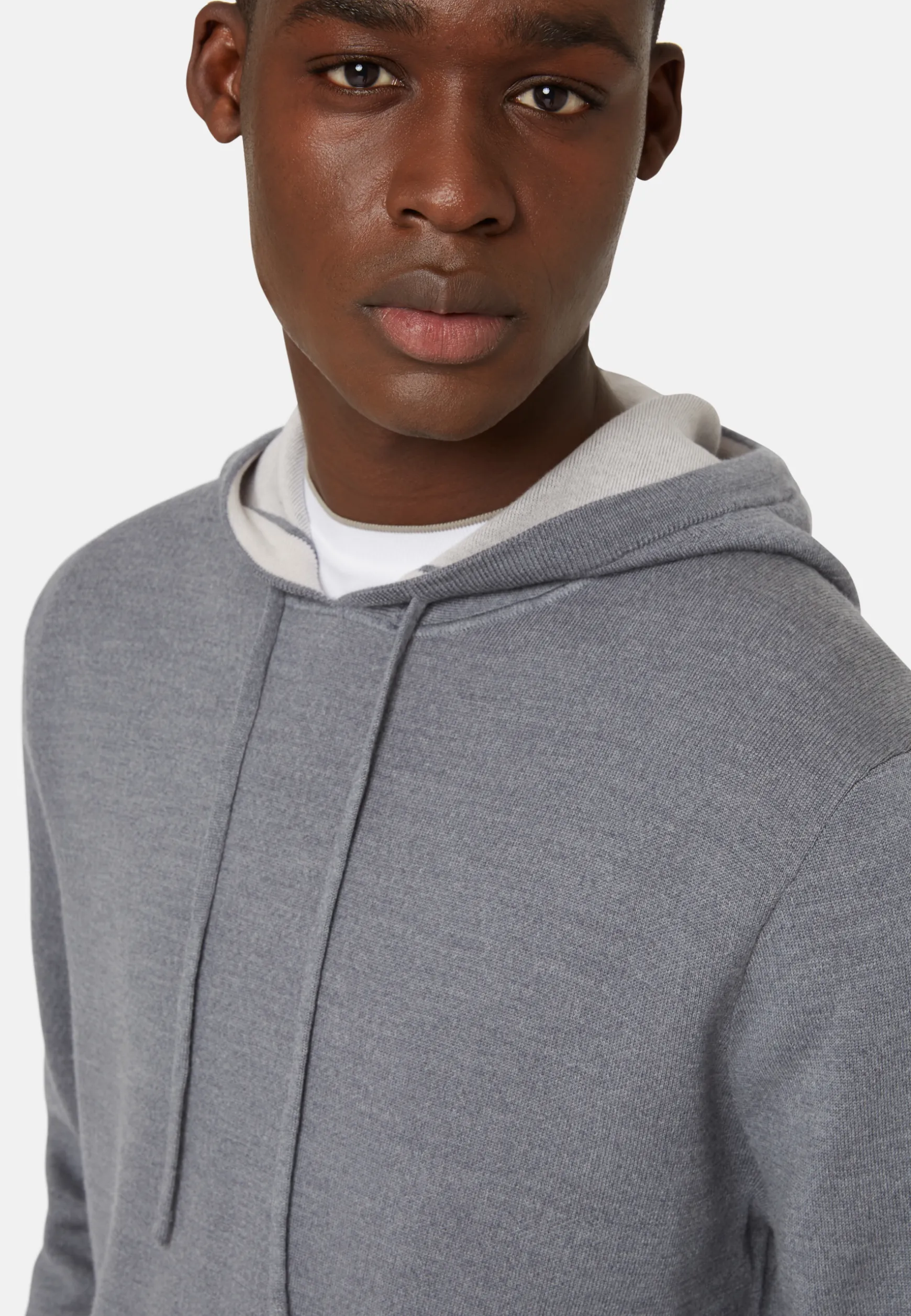 Navy Double Hooded Jumper In Wool Nylon Cotton|Boggi Milano Best