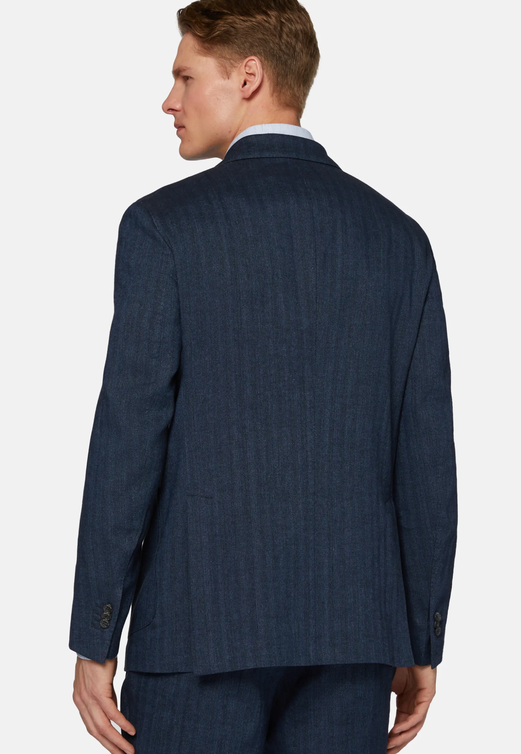 Navy Double-Breasted Suit In Cotton Linen|Boggi Milano Online