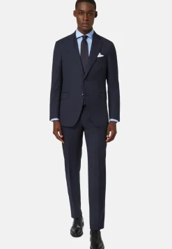 Navy Jacket in Woven Micro Textured Wool Fabric|Boggi Milano Shop