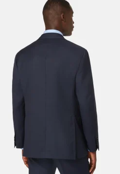 Navy Jacket in Woven Micro Textured Wool Fabric|Boggi Milano Shop