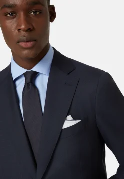 Navy Jacket in Woven Micro Textured Wool Fabric|Boggi Milano Shop