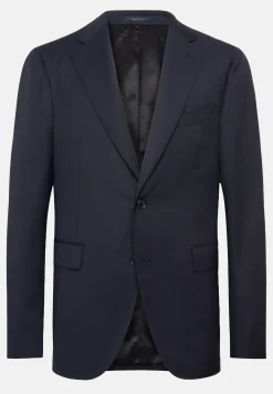 Navy Jacket in Woven Micro Textured Wool Fabric|Boggi Milano Shop