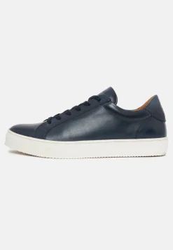 Navy Leather Trainers|Boggi Milano Outlet