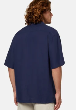Navy Linen Camp Overshirt|Boggi Milano Clearance